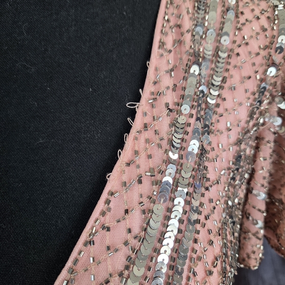 Mac Duggal Blush Pink Sequin V-Neck Gown Size 10 NEW w/ Defect - Picture 5 of 16